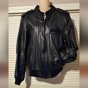 Vtg  Leather BOMBER Jacket Mens 46  Lined Motorcycle Hill & Archer